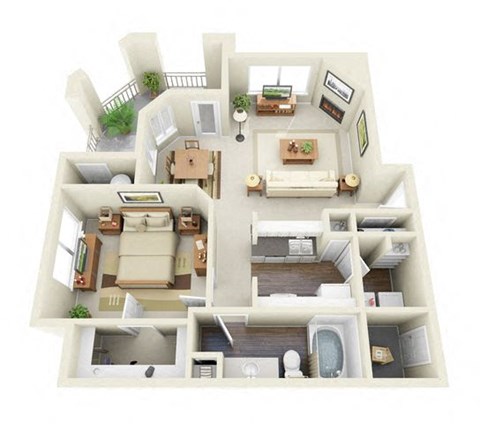 Floor plan for 1 bed, 1 bath, 780 sqft